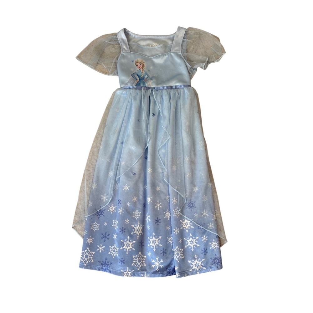 Disney Frozen Nightgown Girls Blue Elsa Snowflake Tulle Gown SIZE 3T
